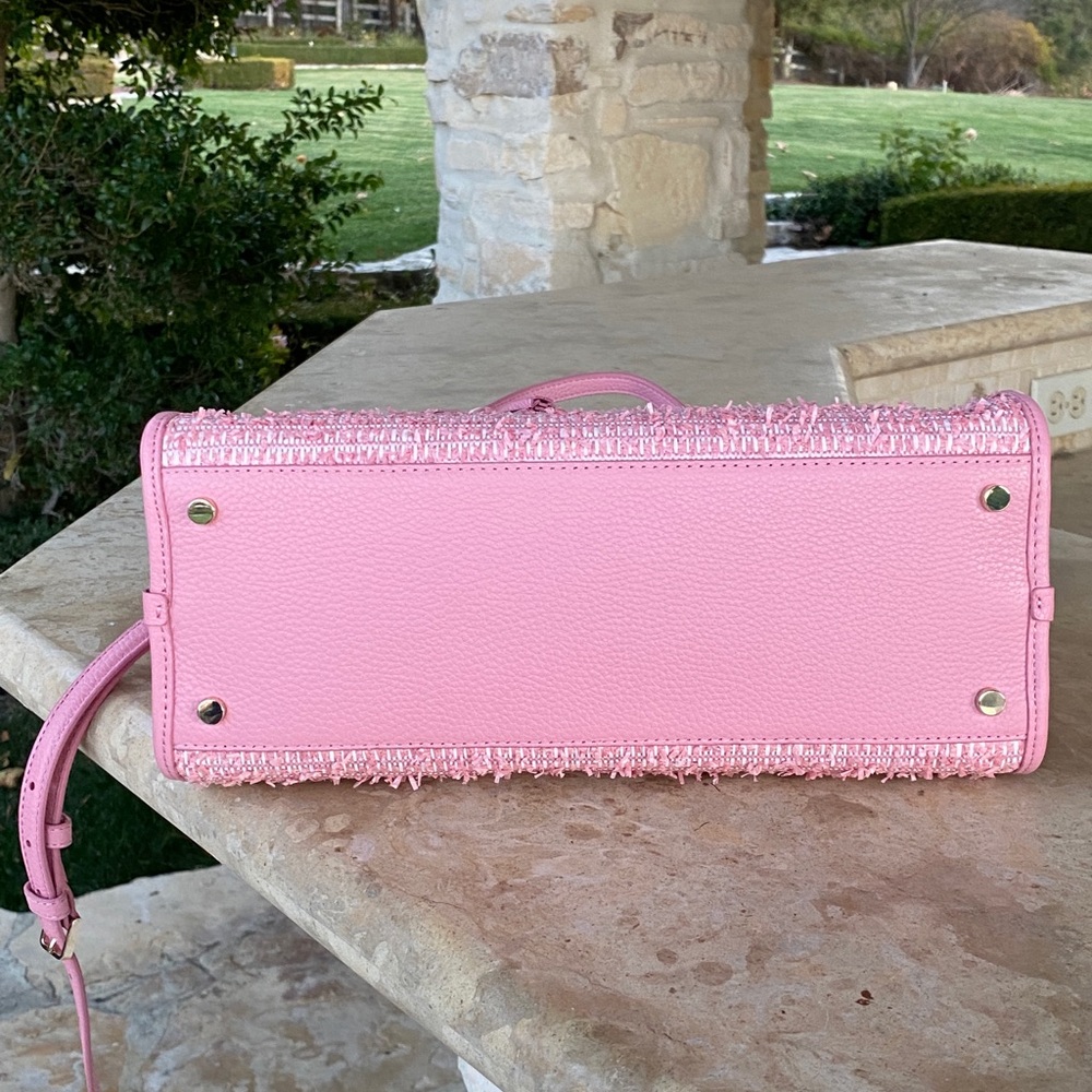 NWT Kate Spade Top zip tweed Satchel&wallet pink - Picture 6 of 12